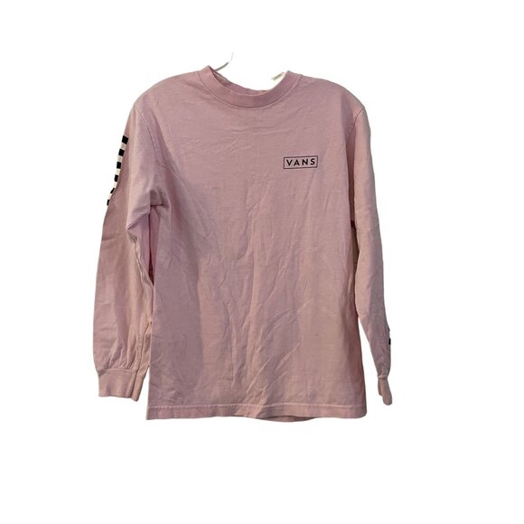 Vans Pink Long Sleeve Crew Neck Shirt Checker Sleeve Design Classic Fit Size S # - Picture 1 of 5